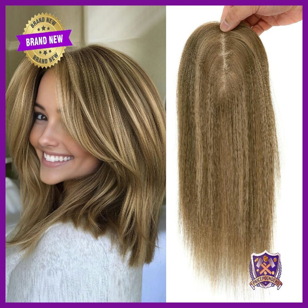 3x5 Silk Base Human Hair Topper, 12 Inch Length, 130% Density